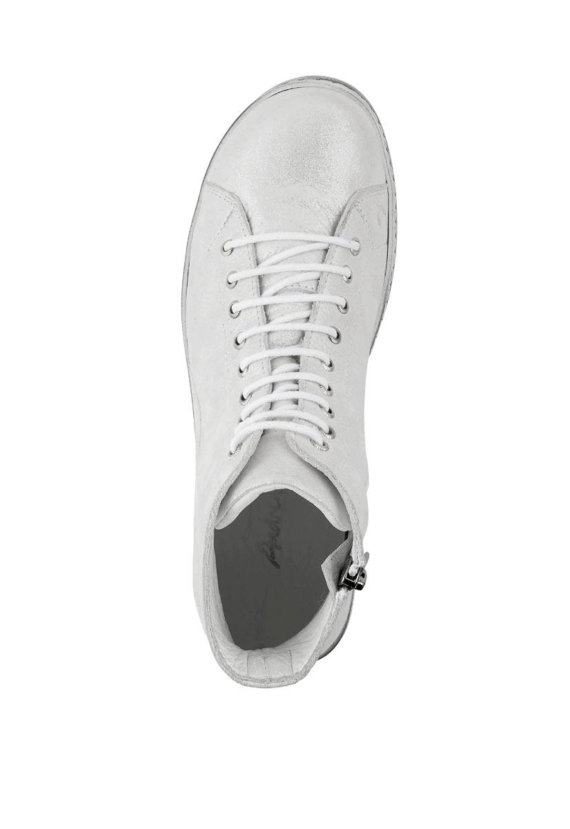 bequeme Schuhe Leder-High-Top-Sneaker, silberfarben Reißverschluss an der Seite 655.392 Missforty.