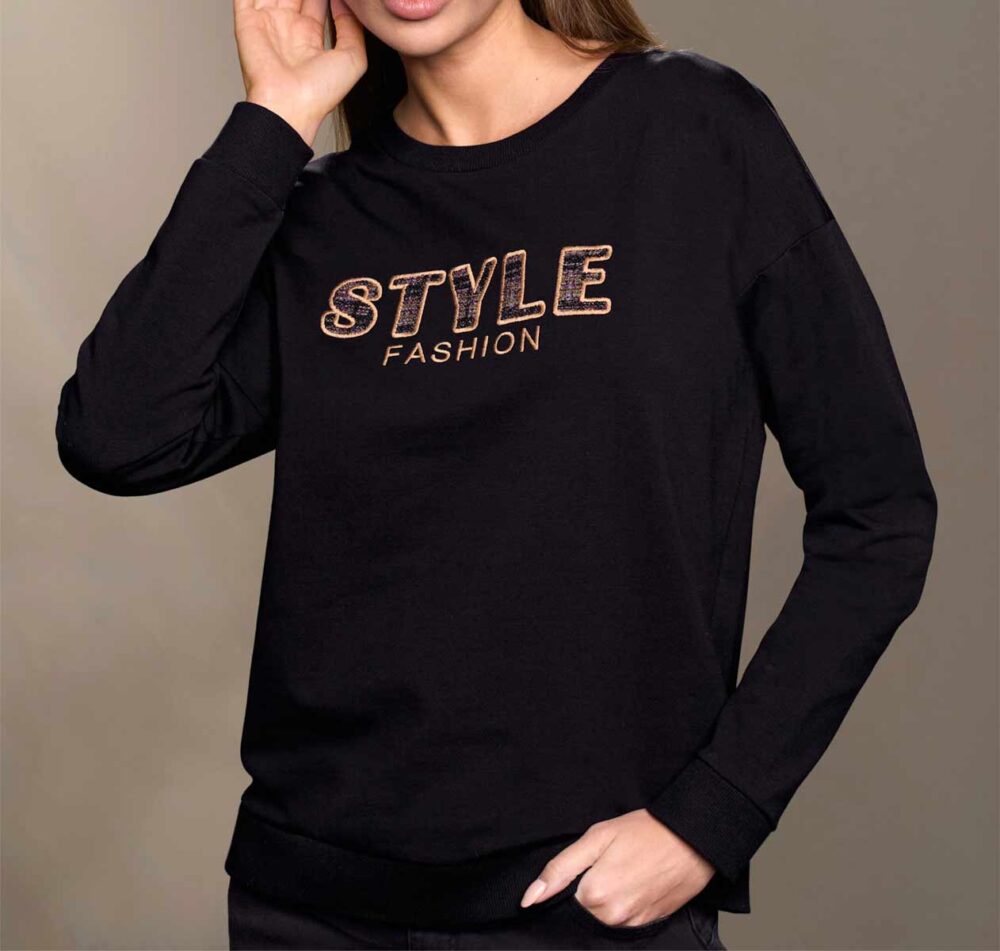 sweatshirts auf rechnung Damen Sweatshirt mit Applikation, schwarz 859.660 MISSFORTY
