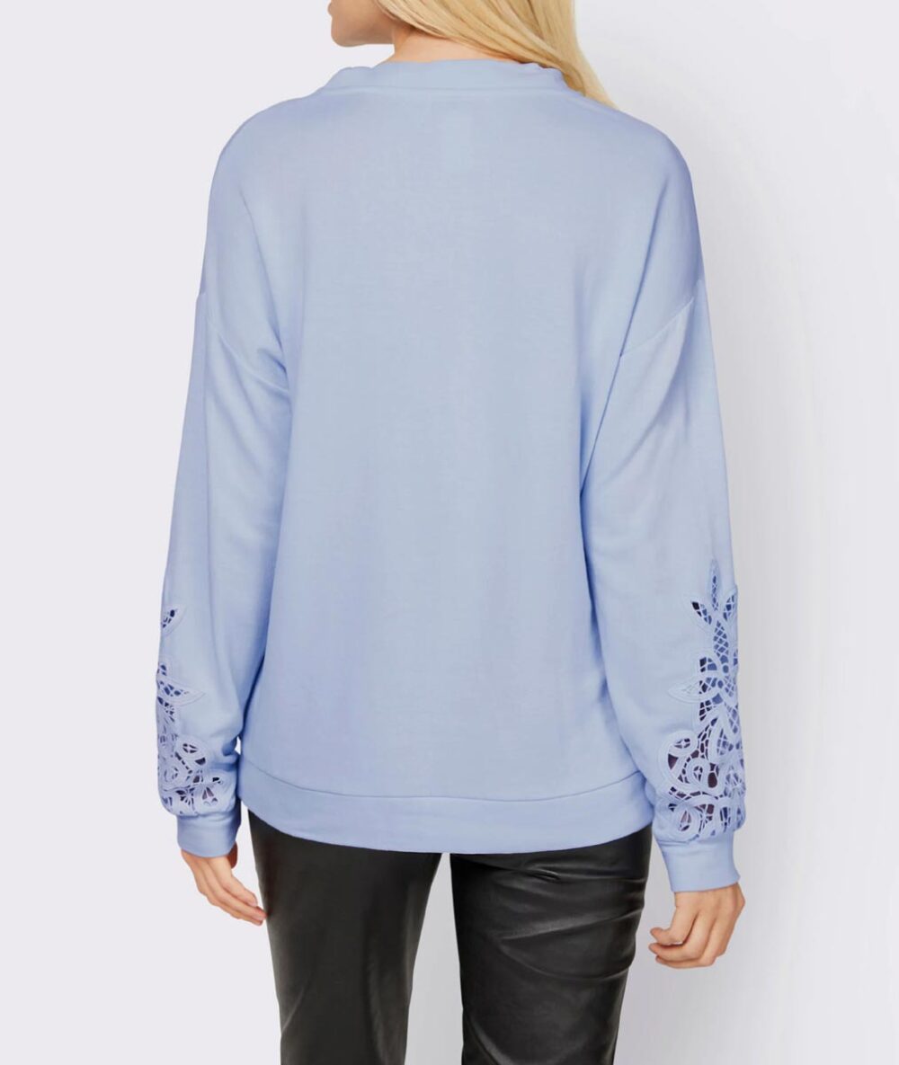 sweatshirts auf rechnung Damen Sweatshirt mit Spitzeneinsatz eisblau 876.604 MISSFORTY