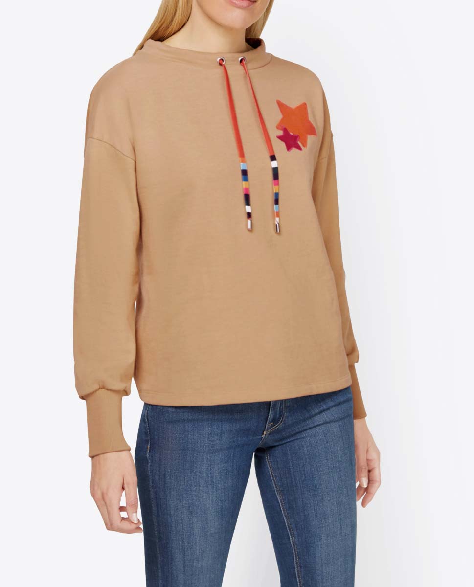 sweatshirts auf rechnung Damen Sweatshirt mit Applikation, camel 883.584 MISSFORTY