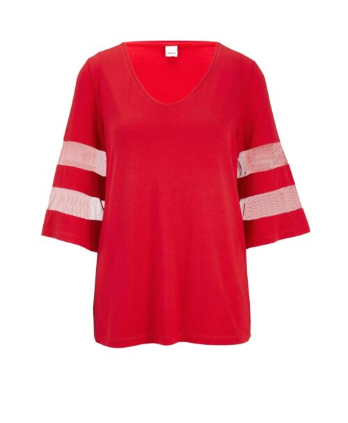 815.320 Damen Shirt mit Mesheinsatz, rot