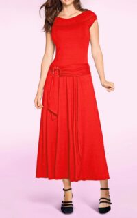 Damen Kleid Maxikleid Jersey Sommerkleid Frühling Freizeitkleid lang rot missforty