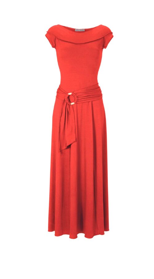 Damen Kleid Maxikleid Jersey Sommerkleid Frühling Freizeitkleid lang rot missforty
