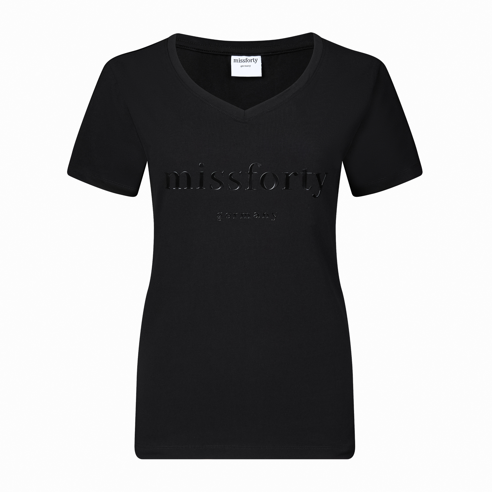 vi-04 Shirt V-Ausschnitt Jerseyshirt Kurzarmshirt Baumwolle Elasthan schwarz