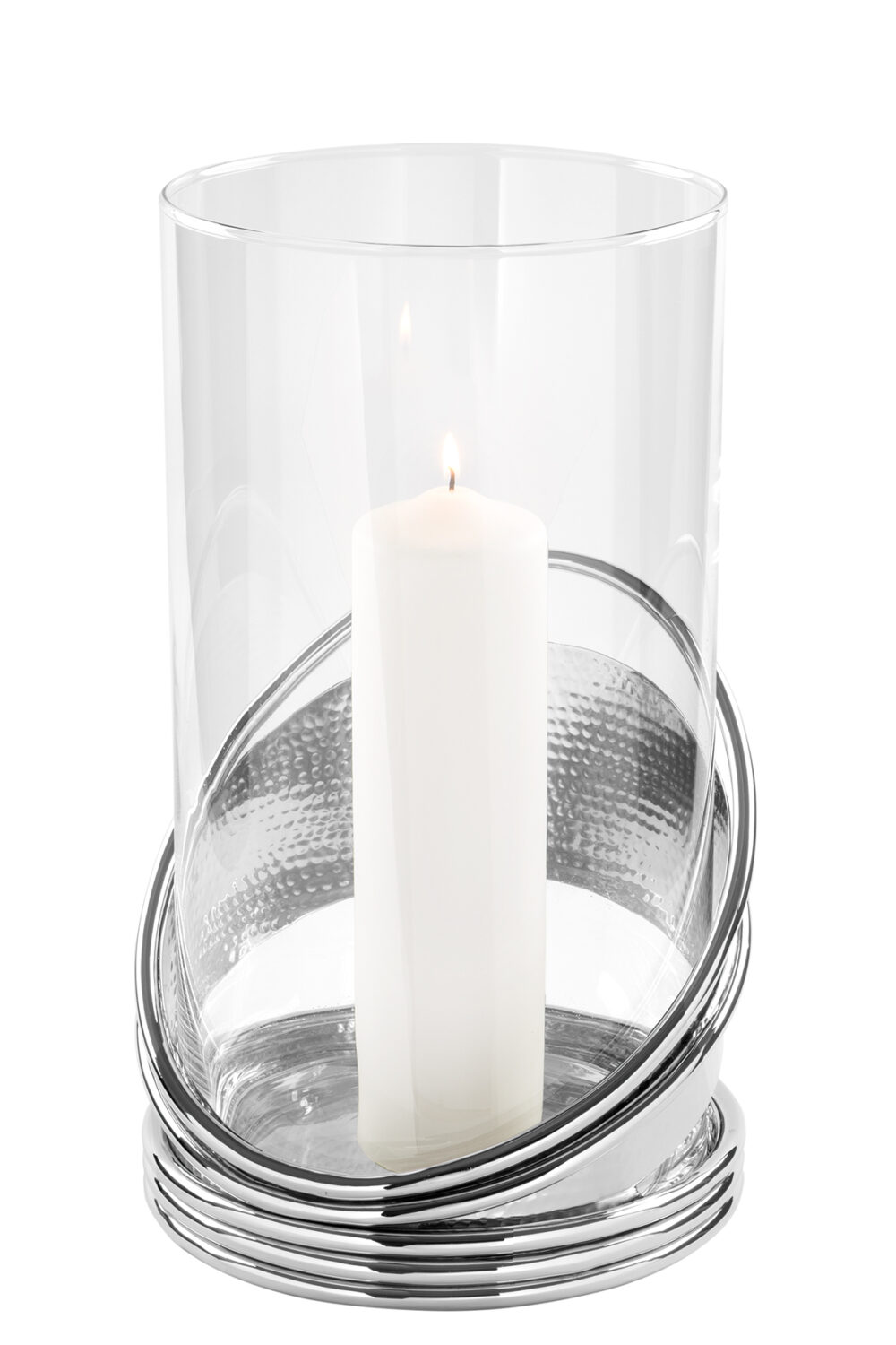 159595 Windlicht Glas Kerzenhalter Kerzenständer Stumpenkerze Silber Colette Fink