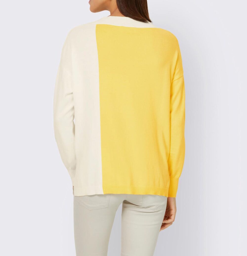 Damen Color-Blocking-Pullover, zitrone-ecru Missforty