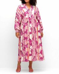 Marken-Maxikleid mit Alloverprint "TIGER", pink missforty