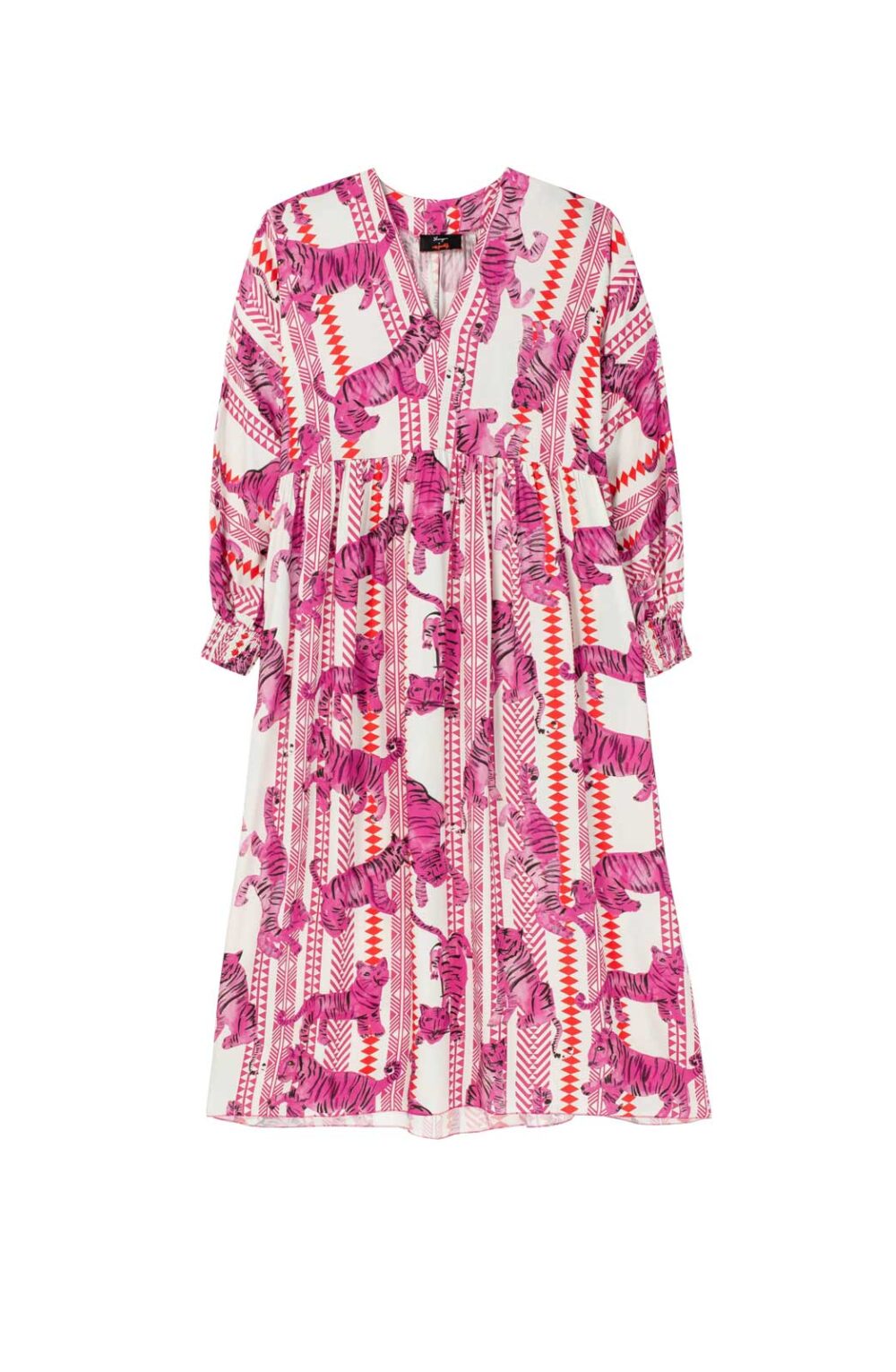 Marken-Maxikleid mit Alloverprint "TIGER", pink missforty