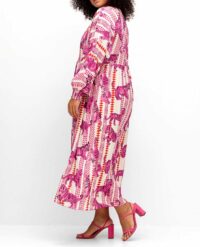 Marken-Maxikleid mit Alloverprint "TIGER", pink missforty