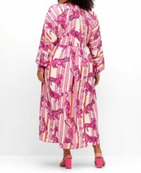 Marken-Maxikleid mit Alloverprint "TIGER", pink missforty