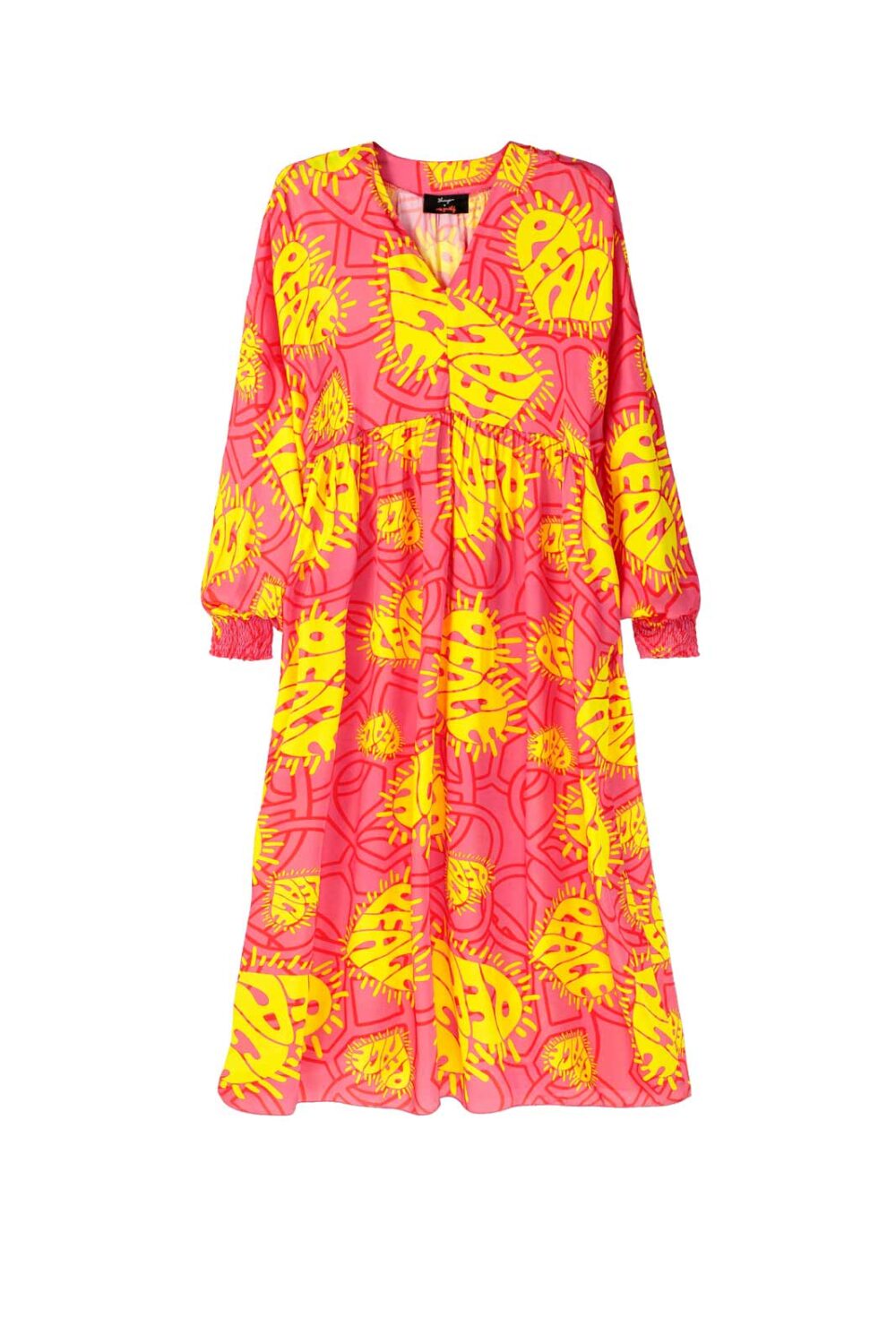 Maxikleid "PEACE", pink-bedruckt missforty