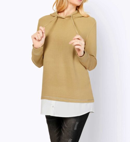 sweatshirts auf rechnung 2-in-1-Sweatshirt m.Blusenteil, camel-wei? 447.515 MISSFORTY