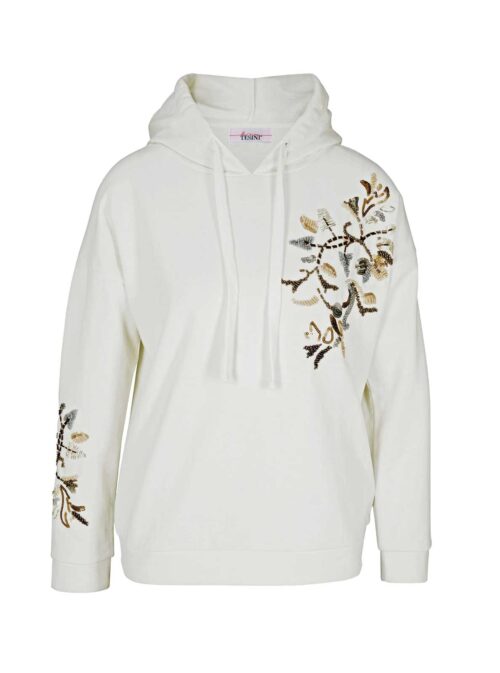 sweatshirts auf rechnung Designer-Kapuzensweatshirt m.Perlen, ecru 816.775 MISSFORTY