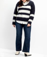 Marken-Flauschpullover, marine-creme Missforty