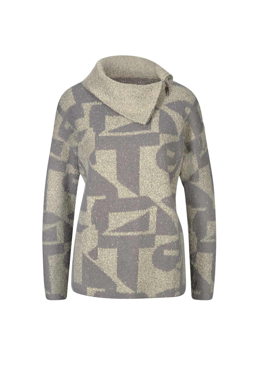 Jacquard-Pullover, sand-grau Missforty