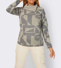 Jacquard-Pullover, sand-grau Missforty