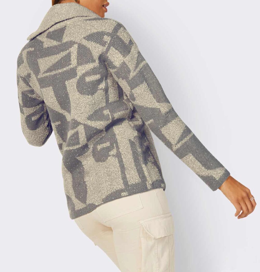 Jacquard-Pullover, sand-grau Missforty