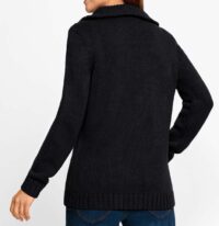 Zopfmusterpullover m.Troyerkragen, schwarz Missforty