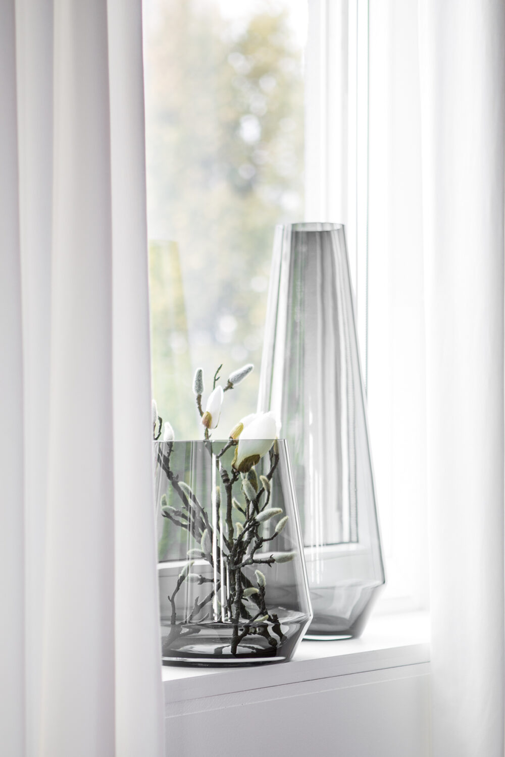 115288 Vase Glas Grau Blumenvase Dekovase Tischvase LINEA von Fink Living 36 cm