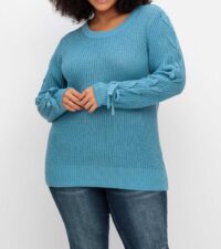 Pullover m. eingeflochtenen B?ndern am ?rmel, blau Missforty