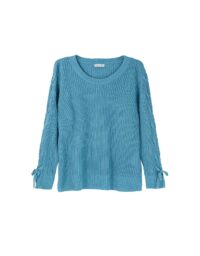 Pullover m. eingeflochtenen B?ndern am ?rmel, blau Missforty