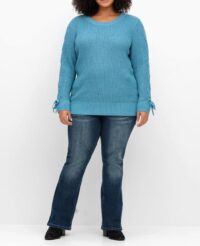 Pullover m. eingeflochtenen B?ndern am ?rmel, blau Missforty