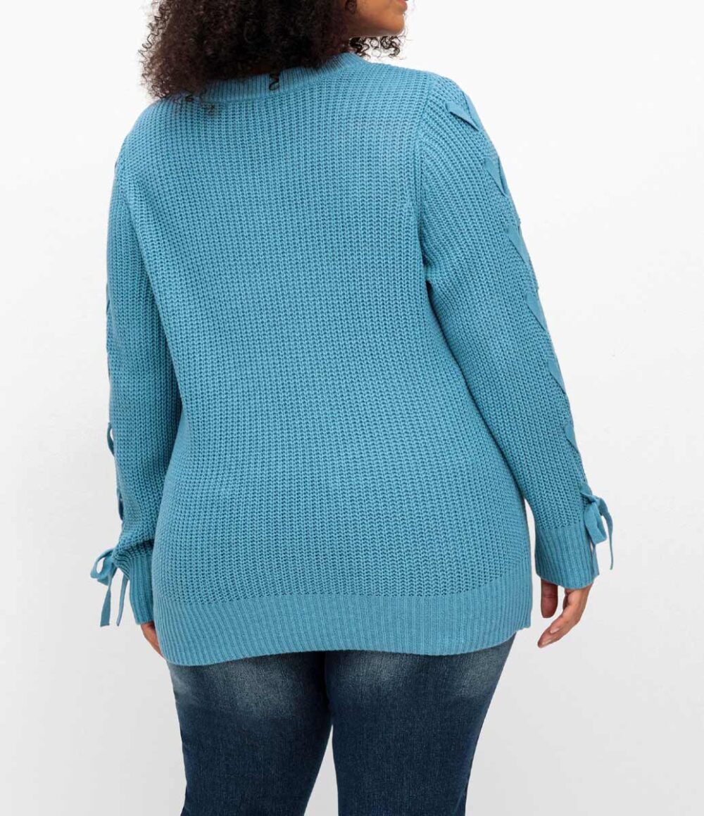 Pullover m. eingeflochtenen B?ndern am ?rmel, blau Missforty