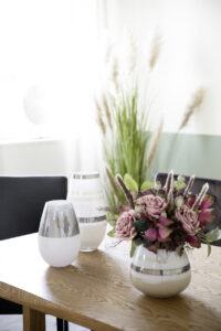 115347 Dekovase Vase Blumenvase Glas grau, greige, weiß Deko Tischvase LAPAZ Fink