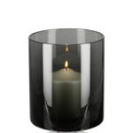 115354 VIANA Vase Windlicht Glas grau Höhe 23 cm