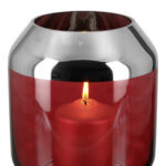 Teelichthalter Glas Windlicht Fink Smilla rot silber Glas Kerzenhalter Missforty.de