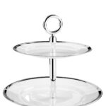 126138 Etagere Porzellan 2 stöckig rund versilbert PLATINUM von Fink Living