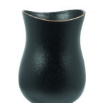 127098 Fink Opera Vase aus Keramik schwarz Blumenvase modern mit Gold Rand 26 cm