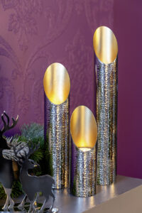 Teelichthalter Gold Silber Metall FIRAT 30 cm Windlicht Fin Missforty.de