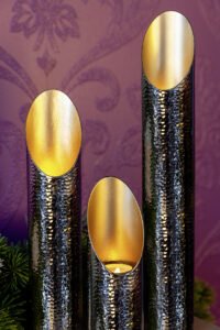 Teelichthalter Gold Silber Metall FIRAT 30 cm Windlicht Fin Missforty.de