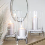 146156 Fink YONO Windlicht Deko Glas Metall silberfarben