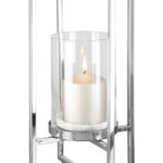 146172 Teelichthalter Windlicht Glas Silber Outdoorgeeignet Edelstahl NORMAN 40 cm Höhe
