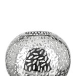 146180 Windlicht rund Kugel Kerzenhalter Kerzenständer DARIA vernickelt Höhe 20 cm