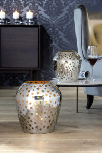 146193 Fink SHEILA Windlicht Deko Glas Metall silberfarben