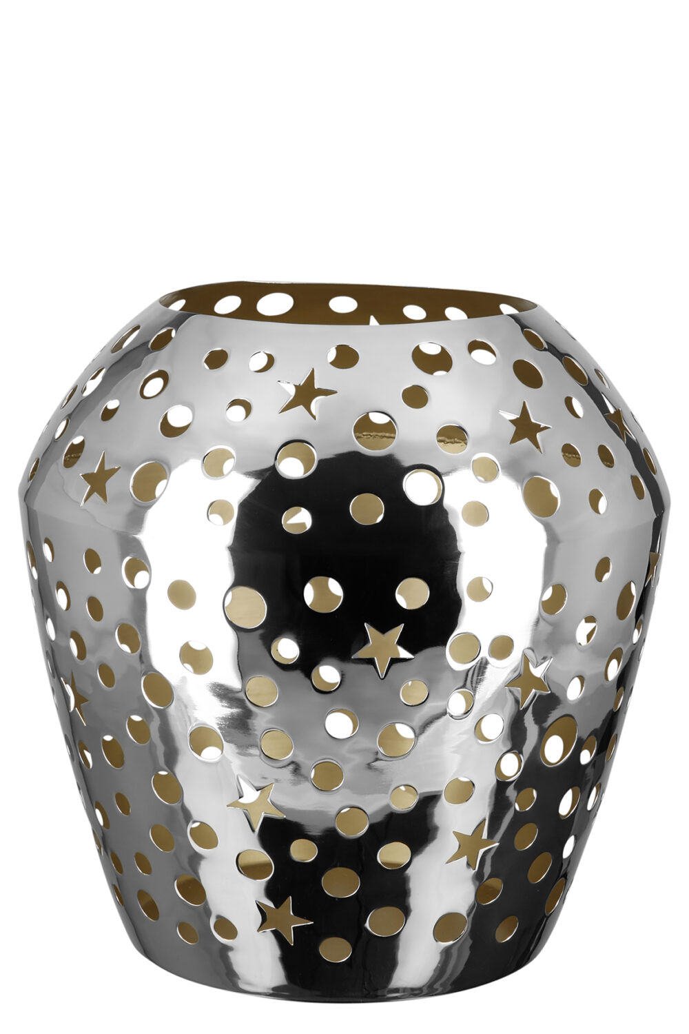 146194 Fink SHEILA Windlicht Deko Glas Metall silberfarben