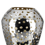 146194 Fink SHEILA Windlicht Deko Glas Metall silberfarben