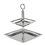 155137 NAGANO 2er Etagere aus Edelstahl silber