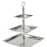 155138 Etagere Obst Etagere 2 stöckig Obstetagere eckig Servierständer silber NAGANO