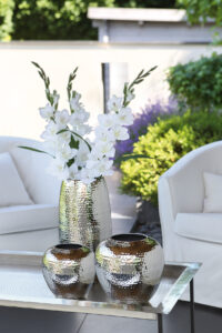 157020 Fink Vase Blumenvase Dekovase silber gehämmert AFRICA Höhe 40 cm gehämmert