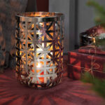 159024 Fink Joris Windlicht Deko Glas Metall silberfarben