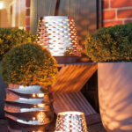 159042 Fink Windlicht Edelstahl Silber Modern Teelichthalter LUMA 9 cm