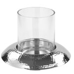 159045 Windlicht Glas Kerzenleuchter NAPA Kerzenhalter silber Stumpenkerze 24 cm Fink