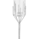 159275 Fink Luxor Windlicht Deko Glas Metall silberfarben