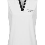 sh-03 Damen Sportshirt Weiß ärmellos mit Knopfleiste