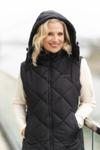 Lange Steppweste in schwarz von missforty germany #missforty#